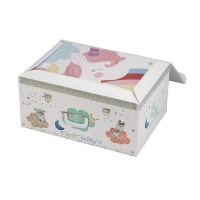 SET 2 PCS. WITH DUVET COVER - REMOVABLE - IN TRUNK - MOD. UNICORNIO - PINK