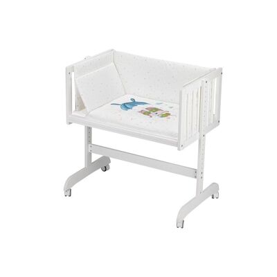 CULLA CO-SLEEPING IN FAGGIO BIANCO + LETTO + ABITO + MATERASSO - MOD. PARACAIDAS - AZUL