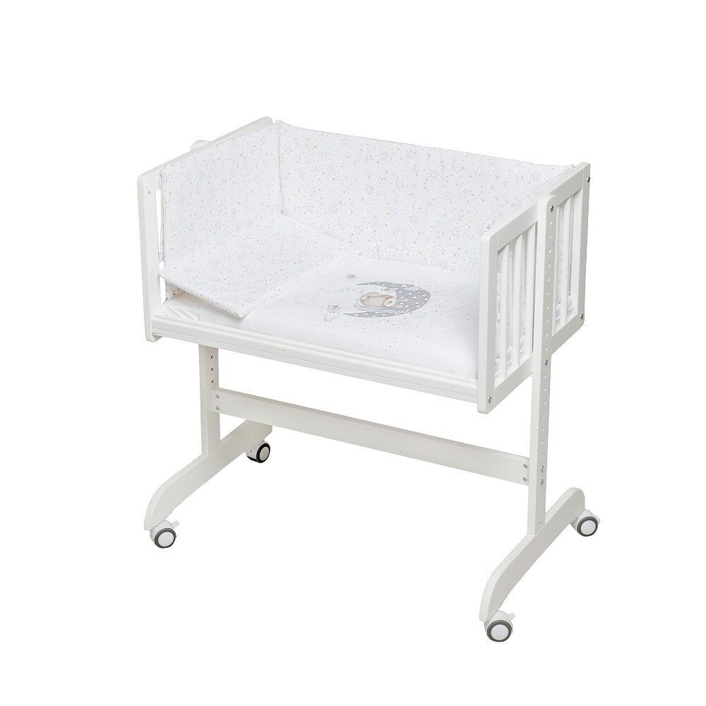 CULLA IN FAGGIO BIANCO MINANA + LETTO + ABITO + MATERASSO - MOD. ORSO CHE DORME - GRIGIO