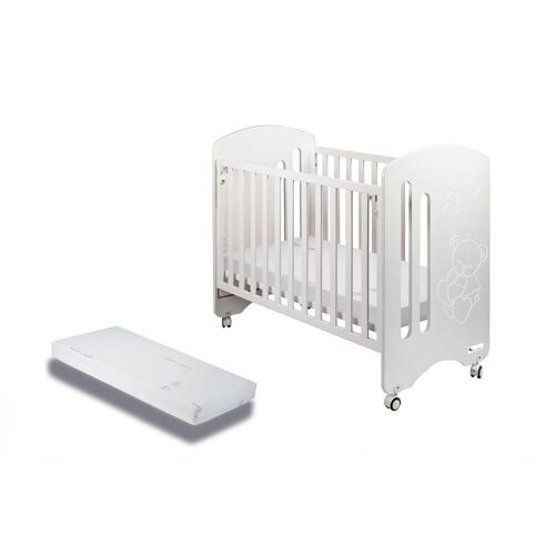 COT BED FOR MATTRESS 60X120 - MOD. LOVELY - WHITE COLOR + MATTRESS