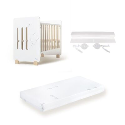 LETTINO 60X120 - MOD. STAR NATURE + MATERASSO + KIT CO-SLEEPING