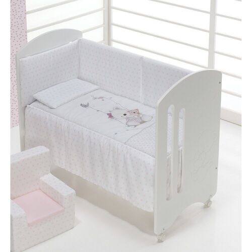 COT LOVELY PREMIUM + SET COT BED 60X120 (QUILT+BUMPER+PILLOW) - COTTON - MOD. OSO COLUMPIO - PINK