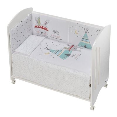 COT LOVELY PREMIUM + SET COT BED 60X120 (QUILT+BUMPER+PILLOW) - COTTON - MOD. TIPI OSO - WHITE