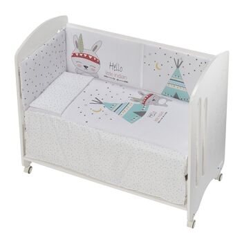 LIT LOVELY PREMIUM + ENSEMBLE LIT 60X120 (COUETTE+PARE-CHOCS+OREILLER) - COTON - MOD. TIPI OSO - BLANC