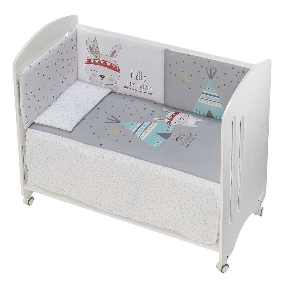 LIT LOVELY PREMIUM + ENSEMBLE LIT 60X120 (COUETTE+PARE-CHOCS+OREILLER) - COTON - MOD. TIPI OSO - GRIS