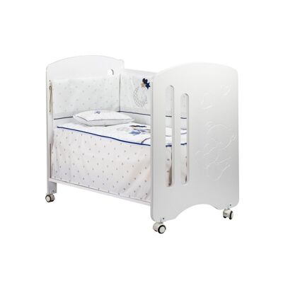 KINDERBETT LOVELY PREMIUM + SET KINDERBETT 60X120 (DECKE+STUECK+KISSEN) - BAUMWOLLE - MOD. OSO AMOROSO - BLAU