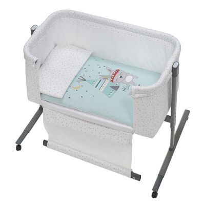 CULLA CO-SLEEPING VICINO IN ALLUMINIO + LETTO + ABBIGLIAMENTO + MATERASSO - MOD. TIPI OSO - VERDE