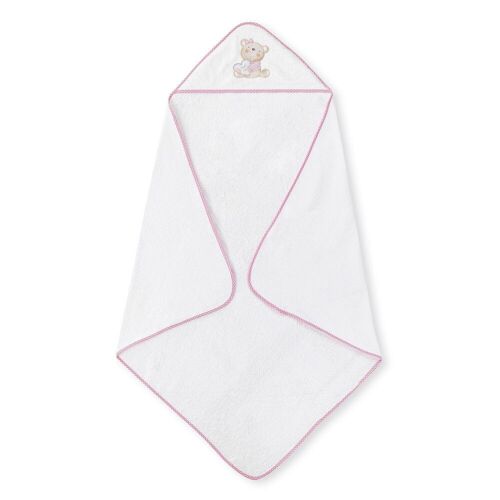 BATH TOWEL - 100X100 - 400 GSM COTTON TERRY + BRUSH&COMB - MOD. LOVE YOU - WHITE/PINK