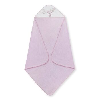 SERVIETTE DE BAIN - 100X100 - 400 G/M2 COTON ÉPONGE + BROSSE&PEIGNE - MOD. TENDERO OSO ROSE