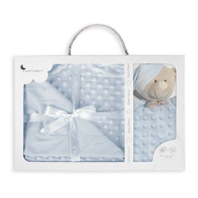 COPERTA A BOLLA - 80 X 110 - PILE CORALLO + DOUDOU 28X17 - MOD. OSITO - BLU