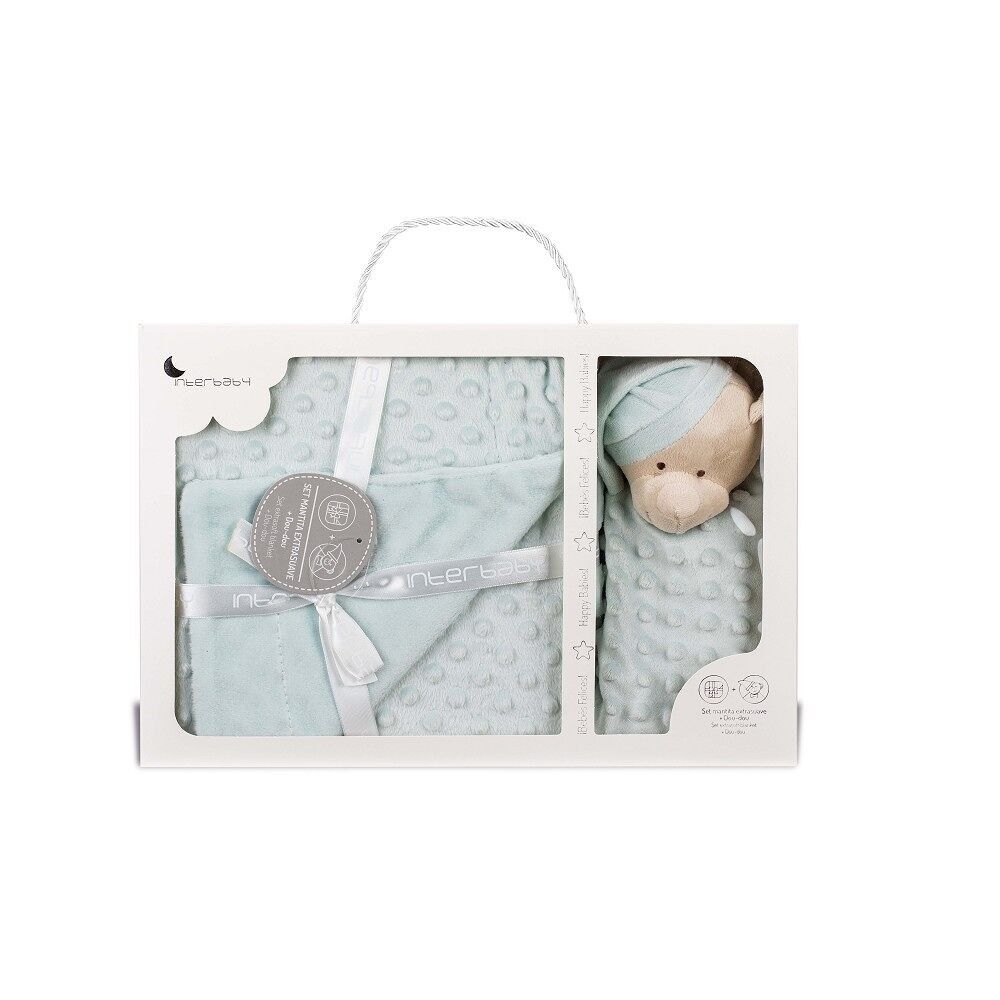 BUBBLE DECKE - 80 X 110 - KORALLENFLECCE + DOUDOU 28X17 - MOD. OSITO - GRÜN