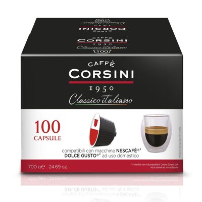 Capsules compatibles DoIce Goût italien classique intense. Paquet de 100 pièces