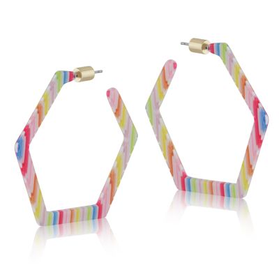 SOFIA RESIN HEXAGON HOOP EARRINGS 2635