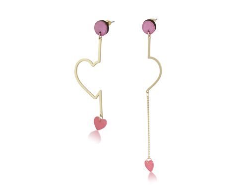 CORYN ASSYMETRIC HEART SHAPPED ENAMELLED EARRINGS 2612