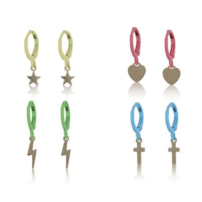 EMILLIA ENAMELLED HUGGIE PACK OF CHARM EARRINGS 2614