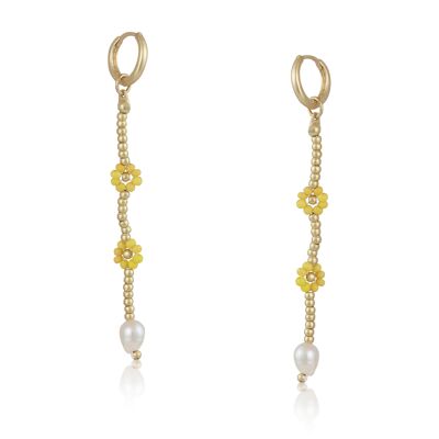 DAPHNE TINY DAISY BEADED HOOP EARRINGS 2588