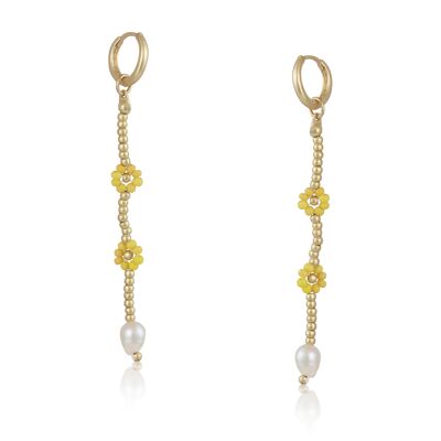 DAPHNE TINY DAISY ORECCHINI A CERCHIO CON PERLINE 2588