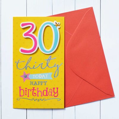 Tarjeta de cumpleaños número 30 de dos dígitos para mujer