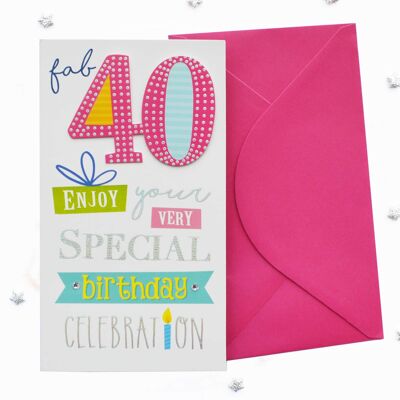 Zweistellige Geburtstagskarte zum 40. Geburtstag, weiblich