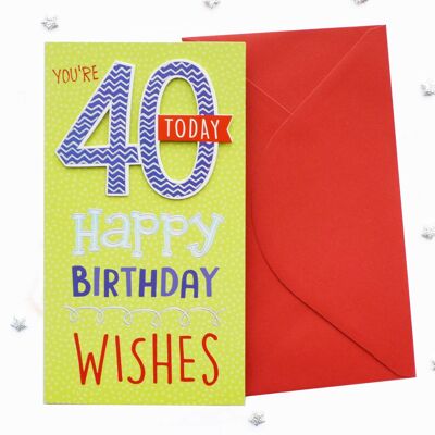 Double Digits 40th Birthday Card Male