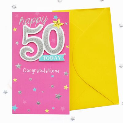 Zweistellige Geburtstagskarte zum 50. Geburtstag, weiblich