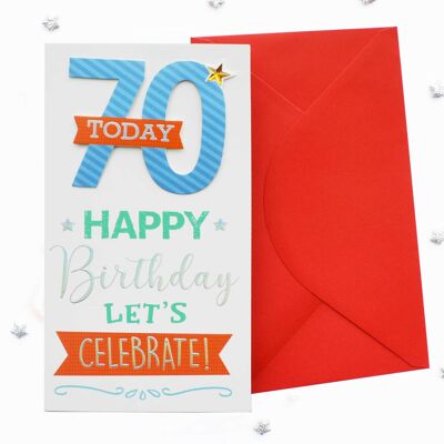 Tarjeta de cumpleaños número 70 de dos dígitos para hombre