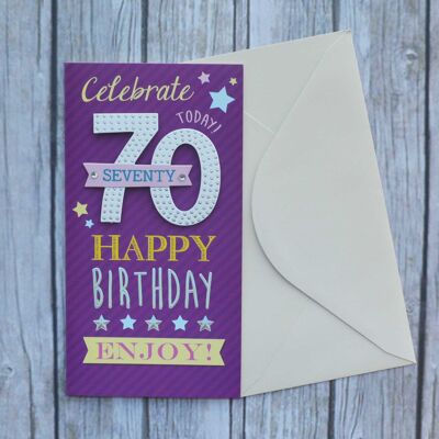 Tarjeta de cumpleaños número 70 de dos dígitos para mujer