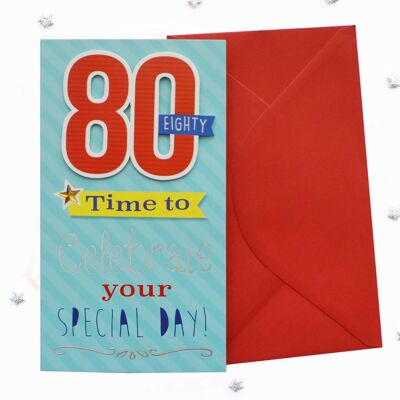 Zweistellige Geburtstagskarte zum 80. Geburtstag, männlich