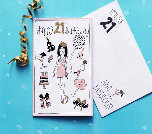Doodles  21st Birthday Card