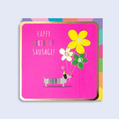 Leuchtende Neon-Karte Geburtstags-Wurst