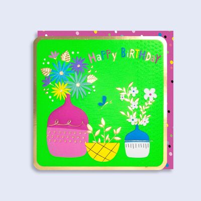 Leuchtender Neon-Karten-Geburtstags-Blumenstrauß