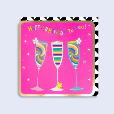 Leuchtende Neon-Karte Champagnerflöten