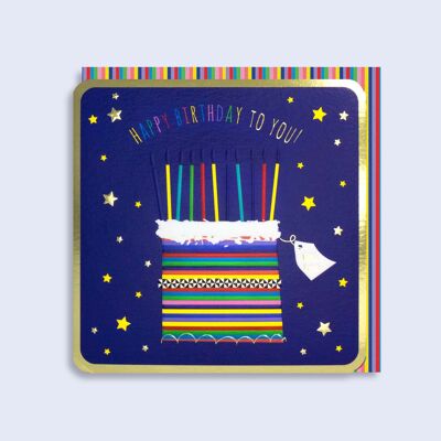 Grand gâteau d'anniversaire lumineux de carte de néon