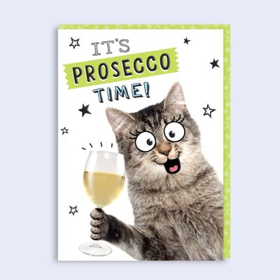 Just Fur Fun  Birthday Card  Prosecco Time