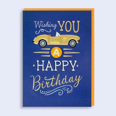 Nur um goldene Auto-Geburtstagskarte zu sagen
