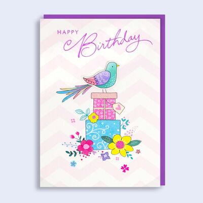 Just to Say Bird on Presents Geburtstagskarte