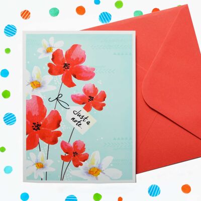 Just to Say Red Flowers Blank Card