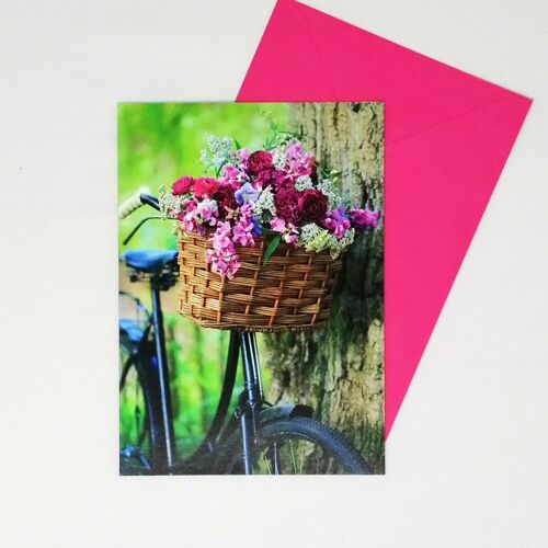 Just to Say  Blank Card Bicycle and Flowers