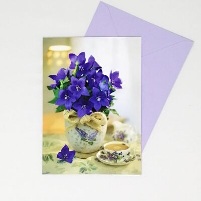 Juste pour dire carte vierge fleurs violettes