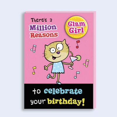 Just to Say Birthday Badge Card Glam girl