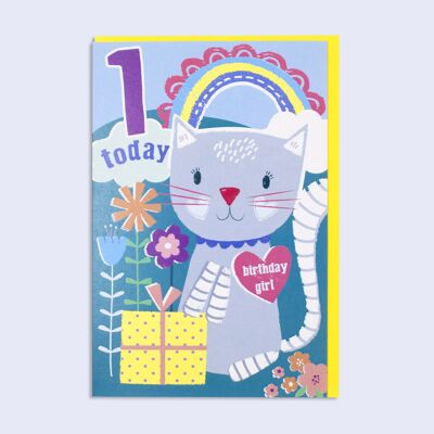 Rainbow 1st Girl Birthday Card