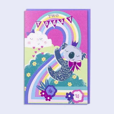Rainbow 2nd Girl Birthday Card