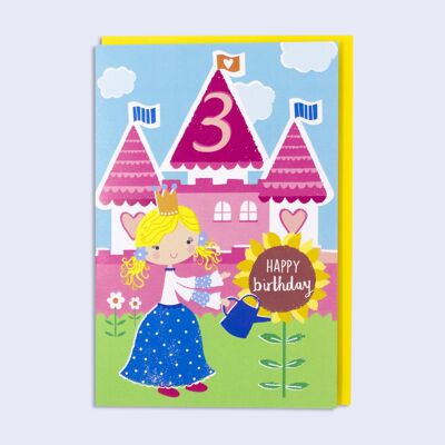 Tarjeta de cumpleaños de la tercera niña del arco iris