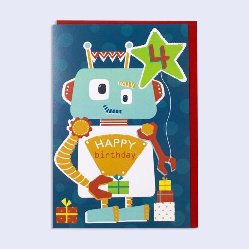 Rainbow 4th Boy Birthday Card