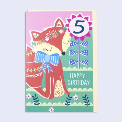 Rainbow  5th Girl Birthday Card