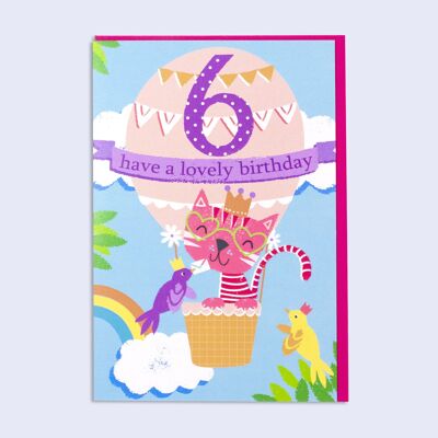 Rainbow 6th Girl Birthday Card