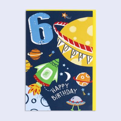 Rainbow 6th Boy Birthday Card