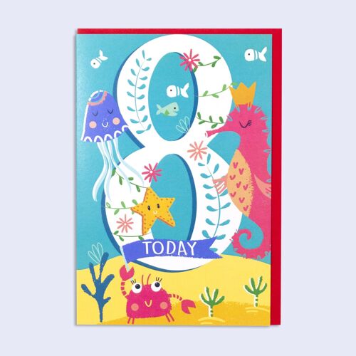 Rainbow 8th Girl Birthday Card