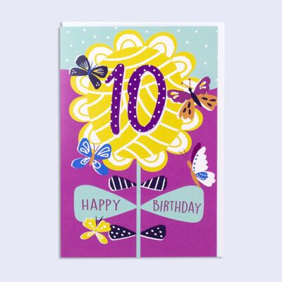 Regenbogen 10. Geburtstagskarte für Mädchen