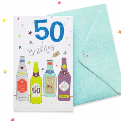 Tarjeta de cumpleaños número 50 de Sparkle Male